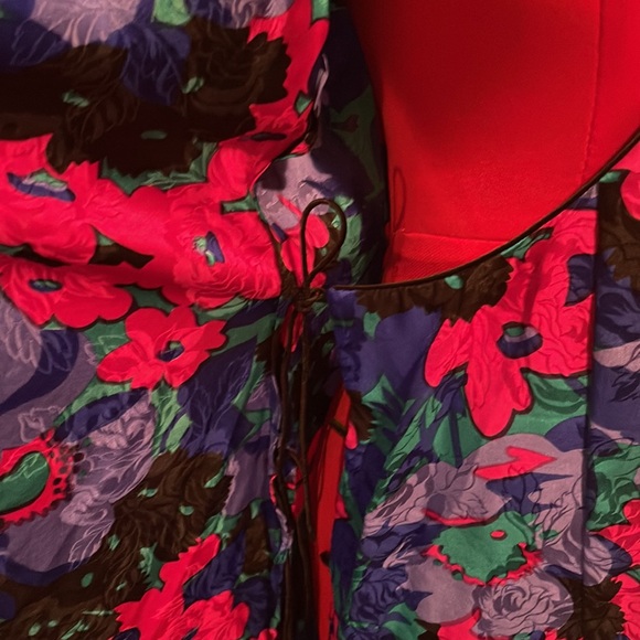Flora Kung Bright Floral Va Va Voom Silk Dress - Picture 5 of 6